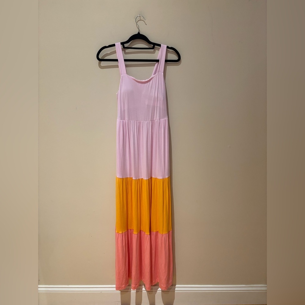 Soma Colorblock Pink and Orange Maxi Dress
